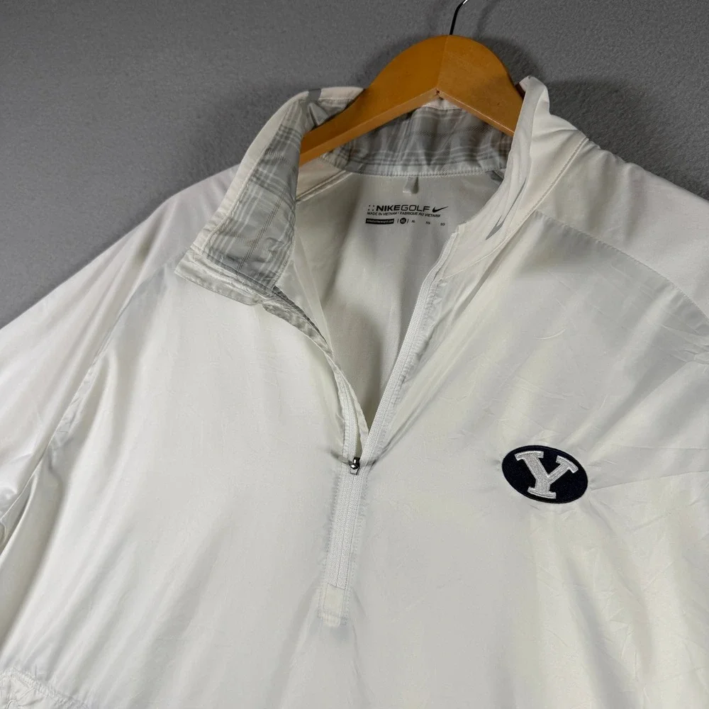 Nike Golf BYU Cougars Mens XL White Half Zip Windbreaker Jacket 582787-100